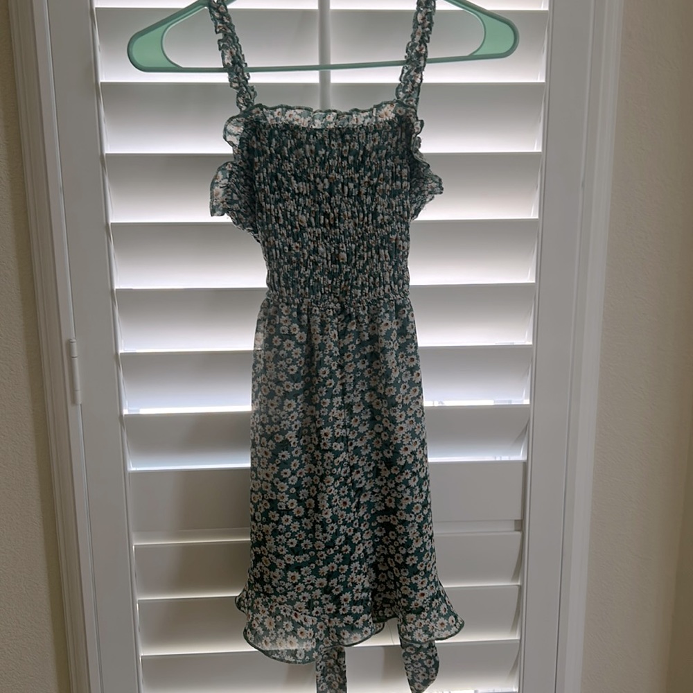 Teal Floral romper dress